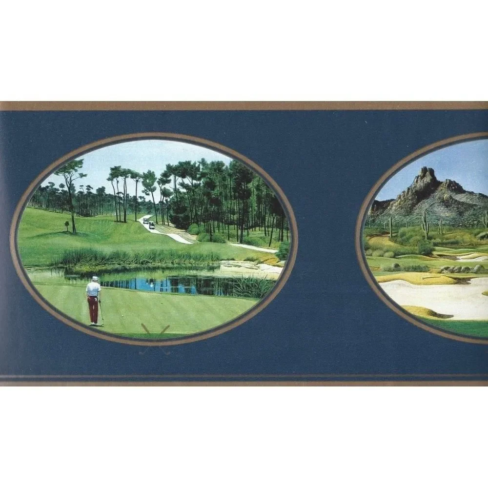 Imperial Gentlemans Golf Navy Wallpaper Border FM8221B * 088953540828 BRAND NEW